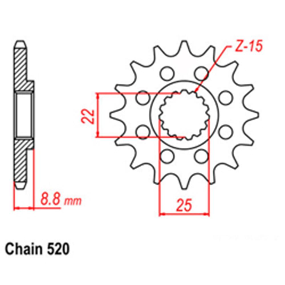 FRONT SPROCKET - STEEL W/-RUBBER CUSH 13T 520P