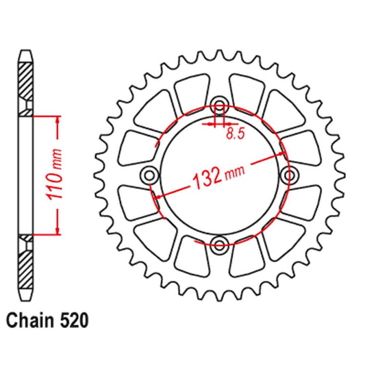 Z -REAR SPROCKET - STEEL 46T 520P