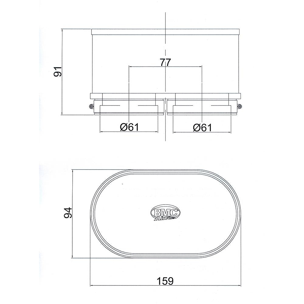 BMC - FM2922 : Universal Air Filter - Dual Oval Set