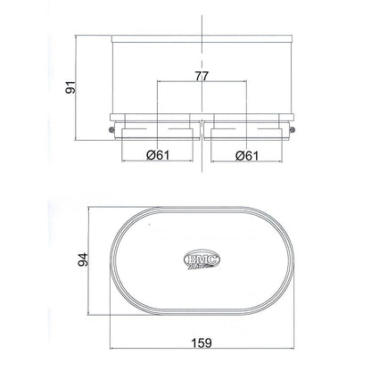 BMC - FM2922 : Universal Air Filter - Dual Oval Set