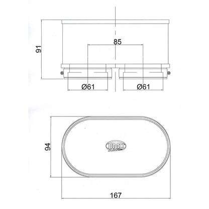 BMC - FM3092 : Universal Air Filter - Dual Oval Set