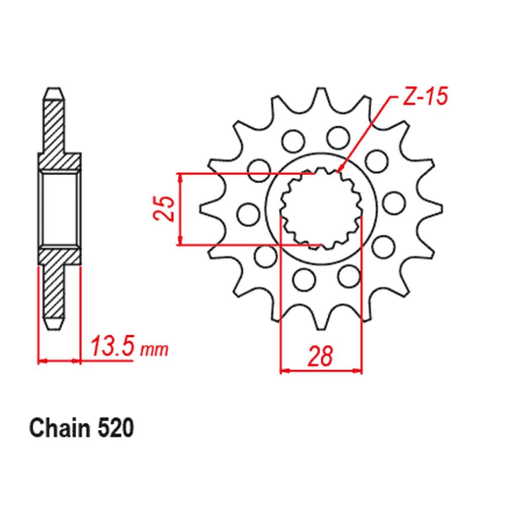 FRONT SPROCKET - STEEL W/-RUBBER CUSH 15T 520P
