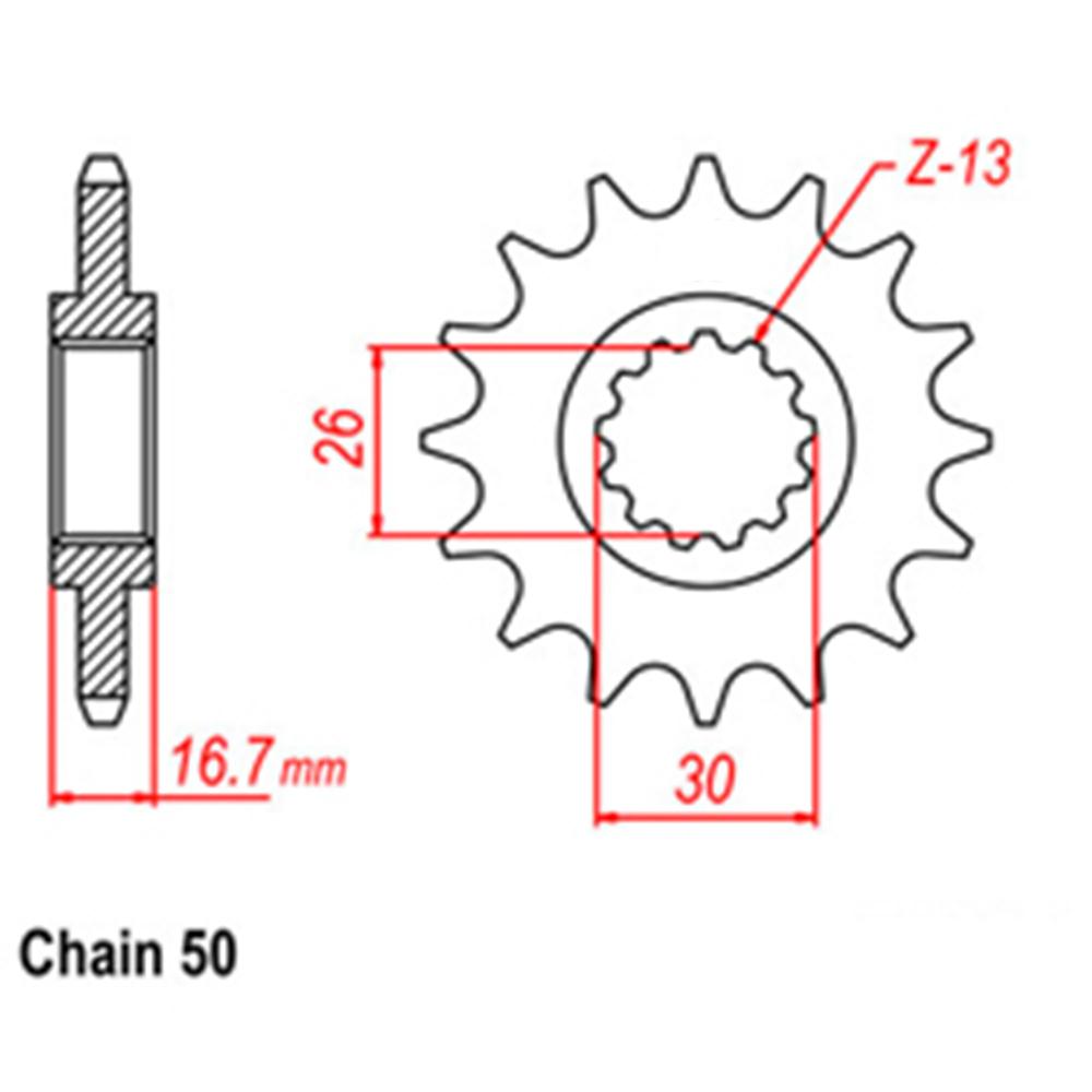 FRONT SPROCKET - STEEL W/-RUBBER CUSH  16T 530P