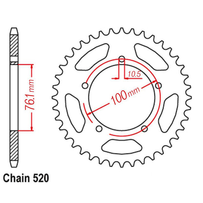 VORTEX ALLOY REAR SPROCKET 520-41T - HARDCOAT - MARCHESINI