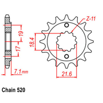 (NEW CBR300) FRONT SPROCKET - STEEL W/-RUBBER CUSH 14T 520P
