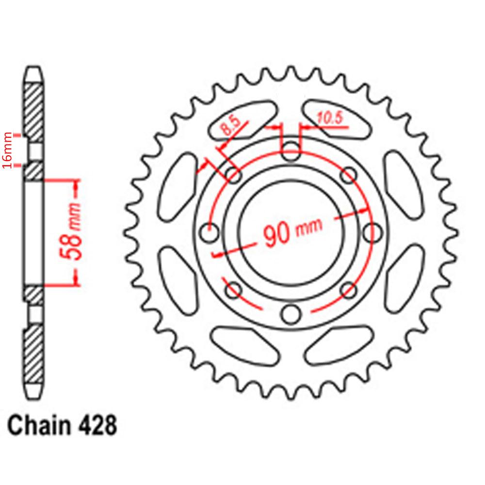 REAR SPROCKET - STEEL 37T 428P D/D